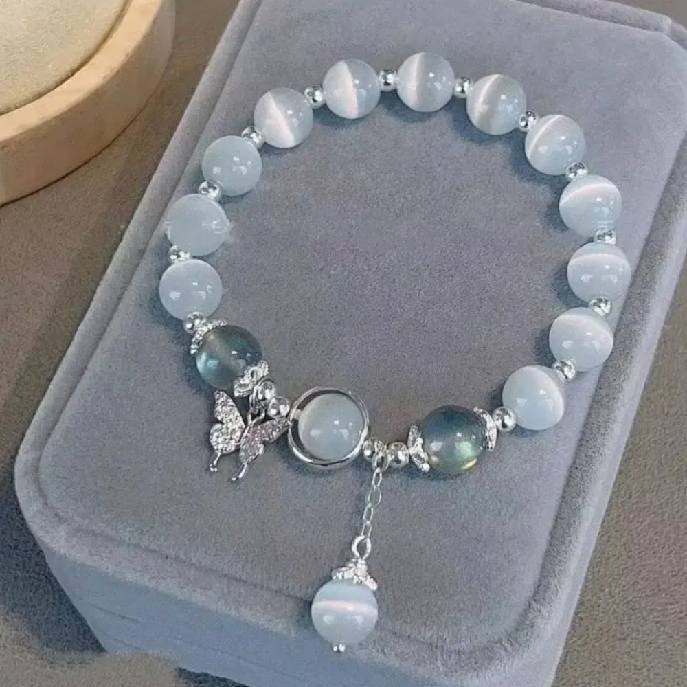 Moonlight Beaded Butterfly Charm Bracelet